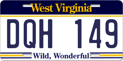 WV license plate DQH149