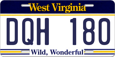 WV license plate DQH180
