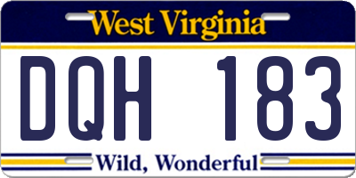 WV license plate DQH183