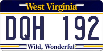 WV license plate DQH192