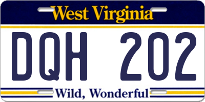 WV license plate DQH202