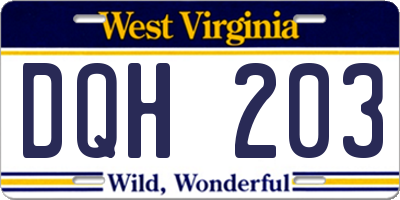 WV license plate DQH203