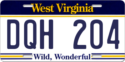 WV license plate DQH204