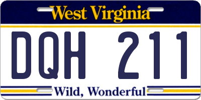 WV license plate DQH211