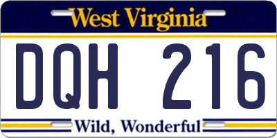 WV license plate DQH216