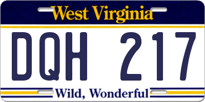 WV license plate DQH217