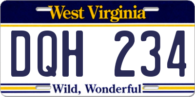 WV license plate DQH234