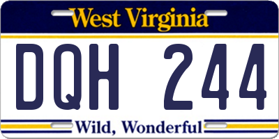 WV license plate DQH244