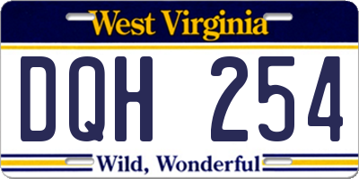 WV license plate DQH254