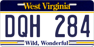 WV license plate DQH284