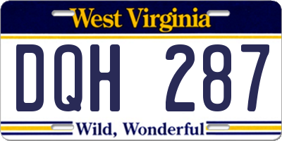 WV license plate DQH287
