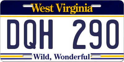 WV license plate DQH290