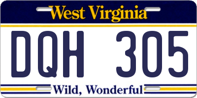 WV license plate DQH305