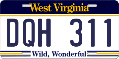WV license plate DQH311