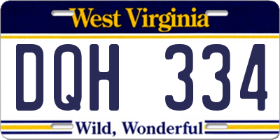 WV license plate DQH334