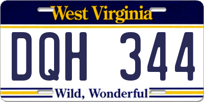 WV license plate DQH344