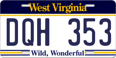 WV license plate DQH353