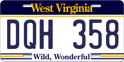 WV license plate DQH358