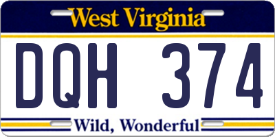 WV license plate DQH374