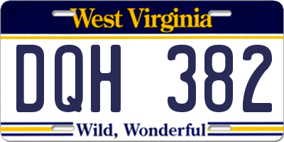 WV license plate DQH382