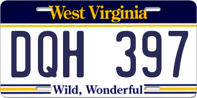 WV license plate DQH397