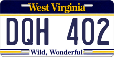 WV license plate DQH402