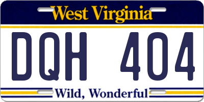 WV license plate DQH404