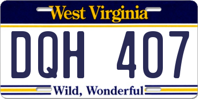 WV license plate DQH407