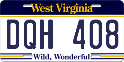 WV license plate DQH408