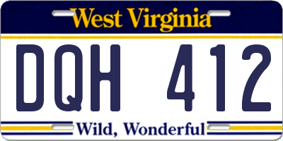 WV license plate DQH412