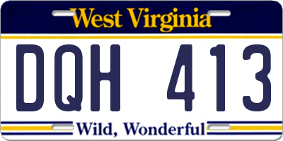WV license plate DQH413