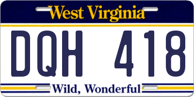 WV license plate DQH418