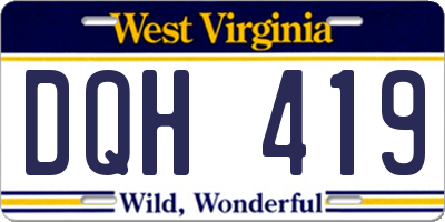 WV license plate DQH419