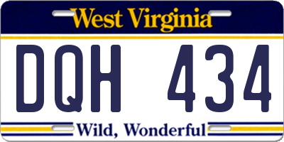 WV license plate DQH434