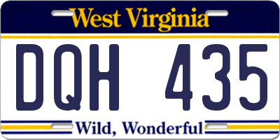 WV license plate DQH435