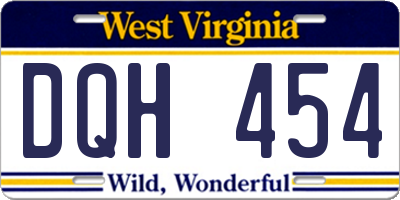 WV license plate DQH454