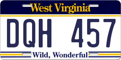 WV license plate DQH457