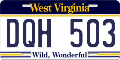 WV license plate DQH503