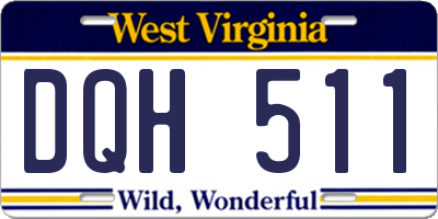WV license plate DQH511