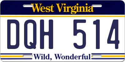 WV license plate DQH514