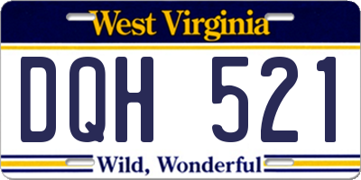 WV license plate DQH521