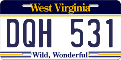 WV license plate DQH531