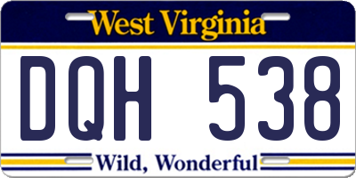 WV license plate DQH538