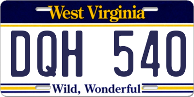WV license plate DQH540