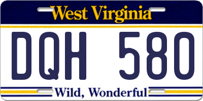 WV license plate DQH580