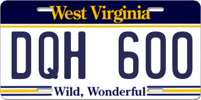 WV license plate DQH600