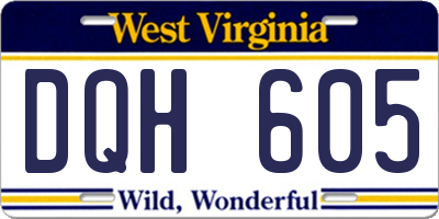 WV license plate DQH605