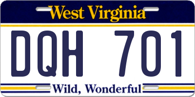 WV license plate DQH701