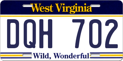 WV license plate DQH702