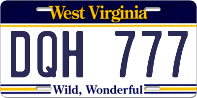 WV license plate DQH777